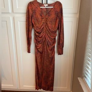 SOLD - Melloday Fitted Long Sleeve Snake Print Maxi Dress